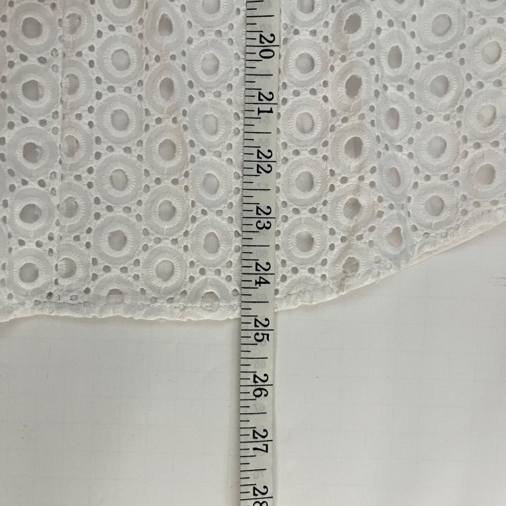 Anne Klein NWT White Eyelet Lace Roll Tab Long Sleeve Cotton Blouse Size XS - Picture 11 of 11